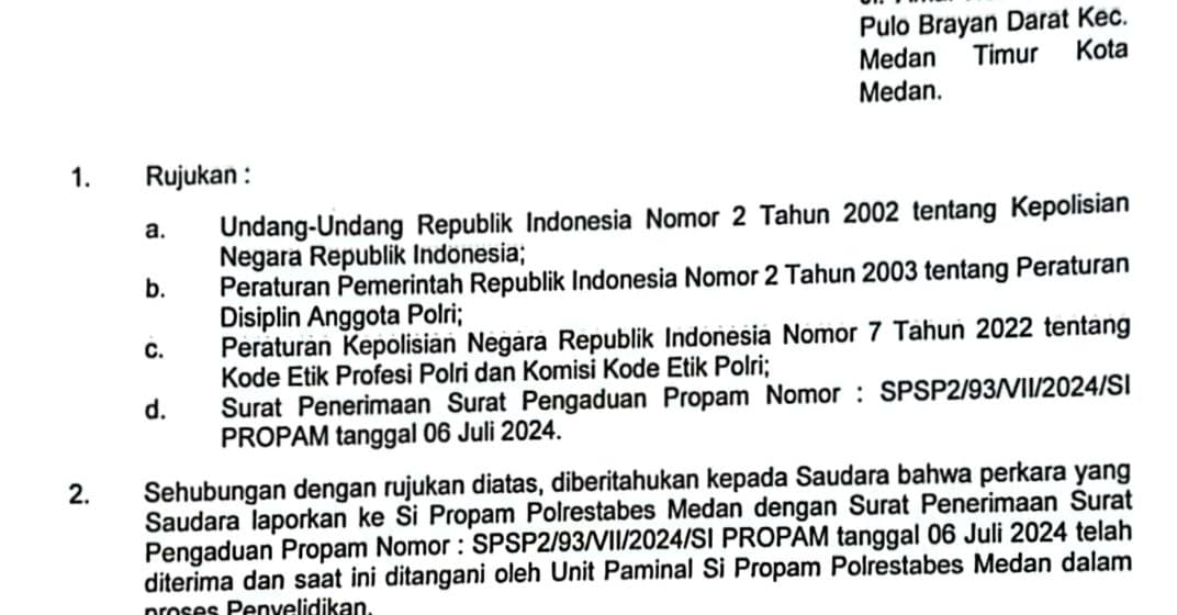 Polrestabes Medan Meningkatkan Profesional Polri, Menanggapi Laporan Masyarakat