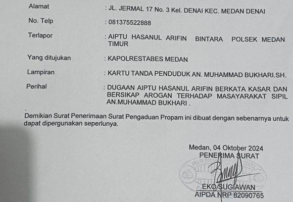 Aiptu Hasanul Arifin Anggota Polsek Medan Timur Dilaporkan Ke Si Propam Polrestabes Medan